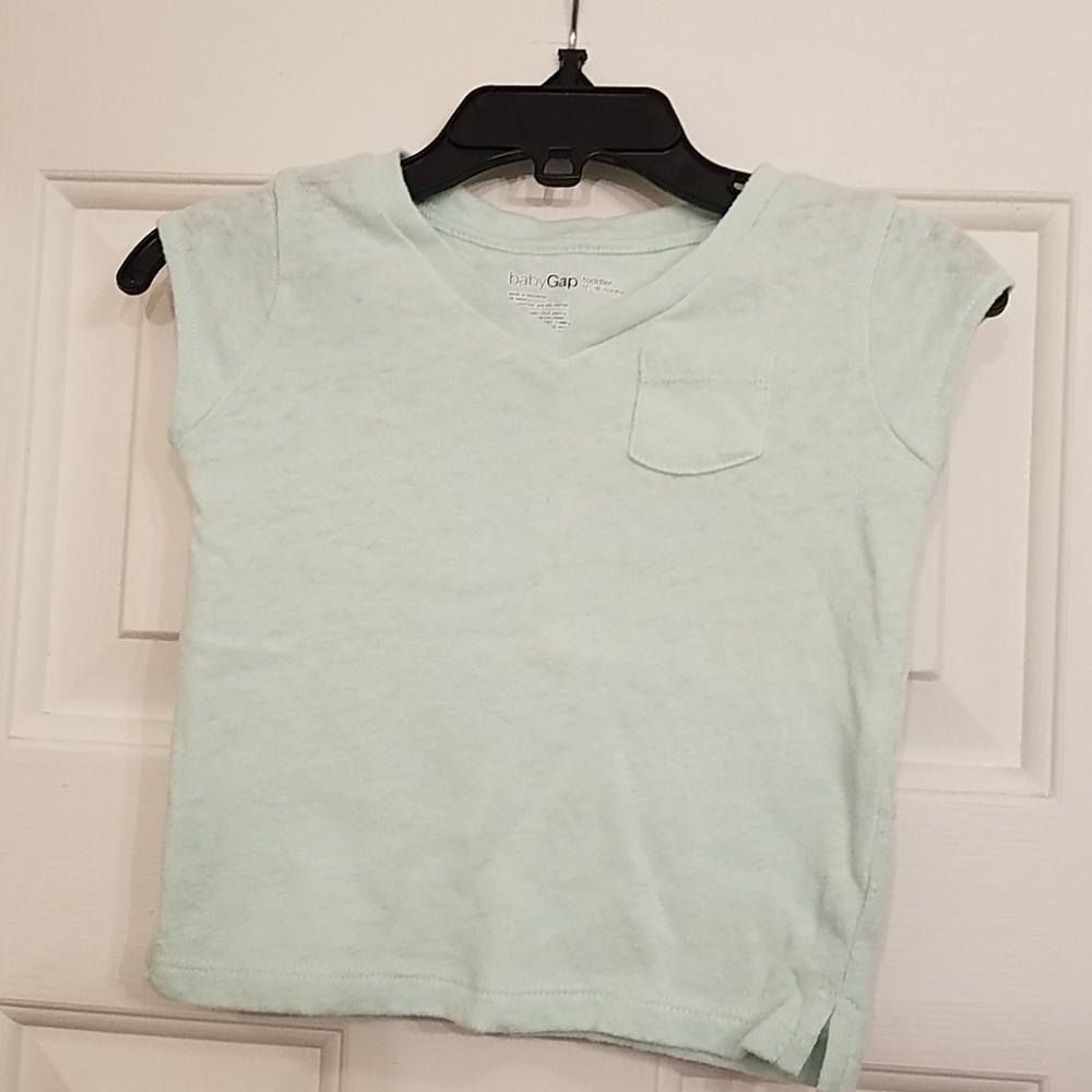 Baby Gap v-neck pocket T, mint green